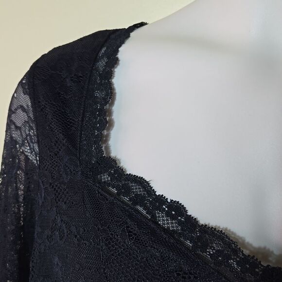 Torrid Bell Sleeve Babydoll Top Lace Black whimsigoth Witchy Stevie Nicks Goth - Picture 8 of 16